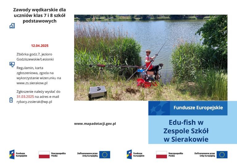 Spławikowe zawody wędkarskie dla uczniów w Sierakowie – zapisy do końca marca